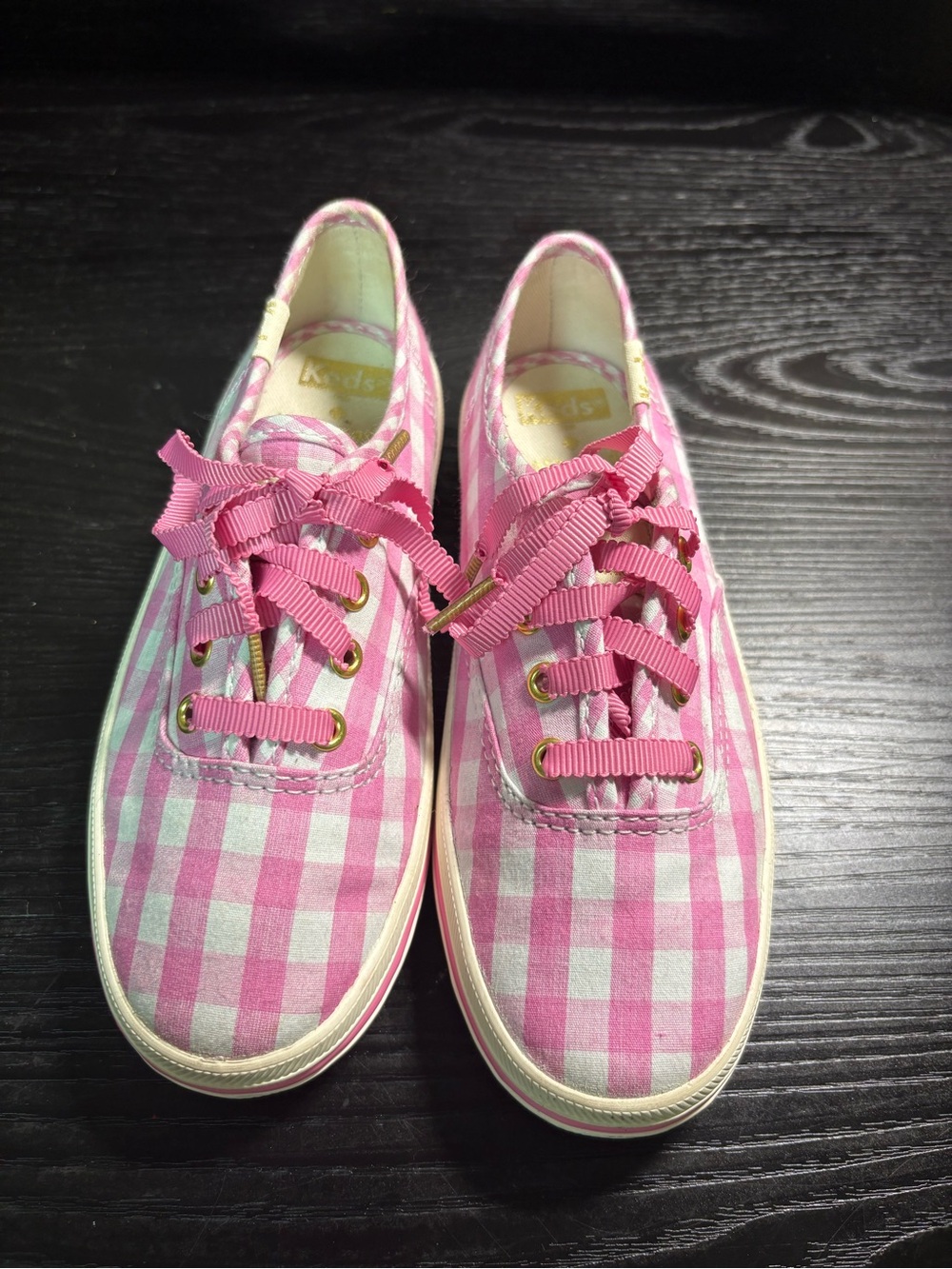 Kate Soade Keds big girl Pink Canvas Sneakers size 11